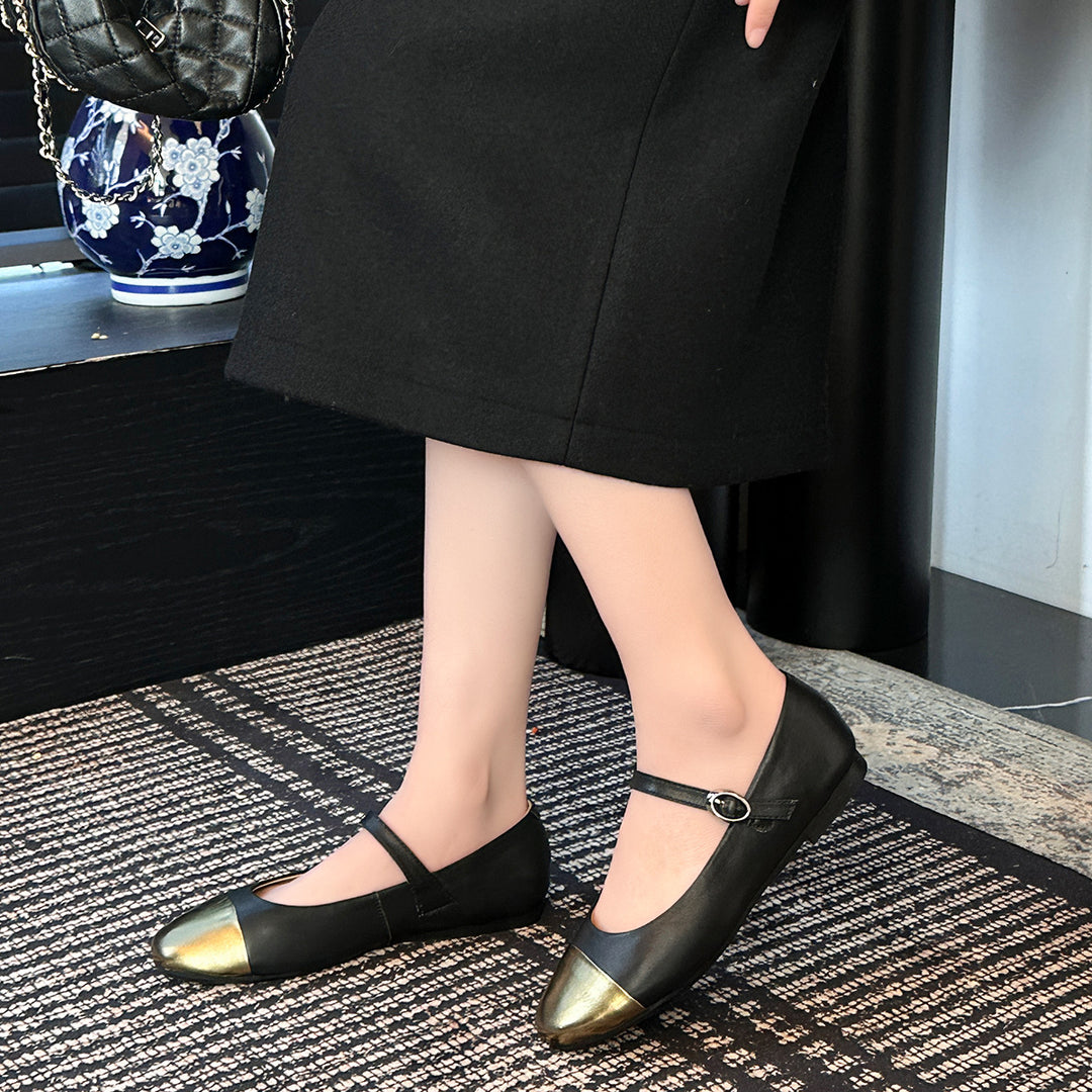 Femme Elegante Mary Jane Ballerinas med Stilig Spænde-Detail Stilla