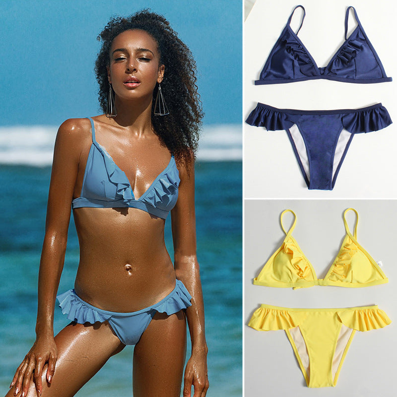 Dame Triangel-Bikini med legende ruffle-design og justerbare stropper Stilla