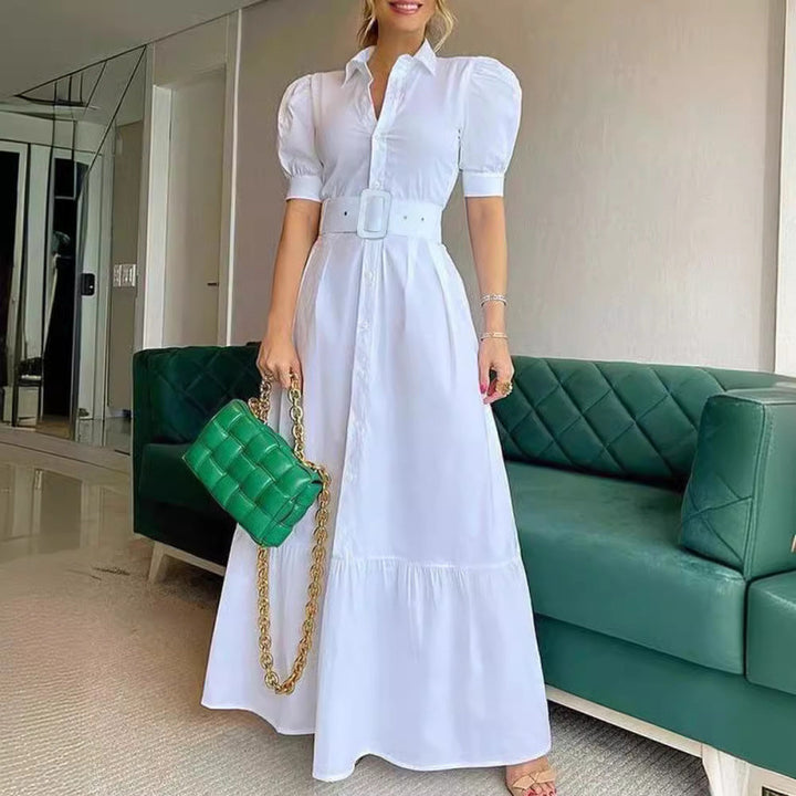Dame Elegant Puffærmede Maxikjole Stilla