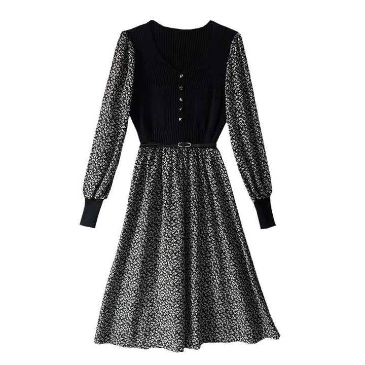 Femme Floral Midi Kjole med Bælte Talje Stilla