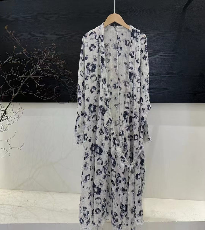 Femme Stilfuldt Floral Print Kimono Kjole Stilla