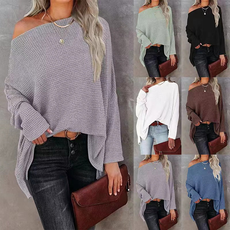 Dame Groft strikpullover med asymmetrisk kant og casual snit Stilla