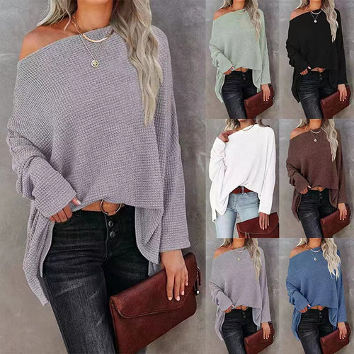 Dame Groft strikpullover med asymmetrisk kant og casual snit Stilla