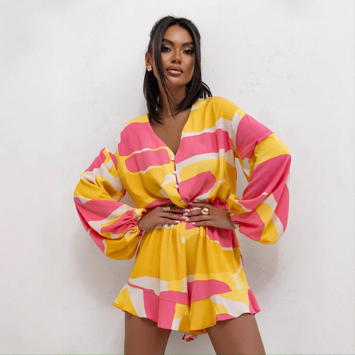 Dame Floral Print Wrap Overall Stilla