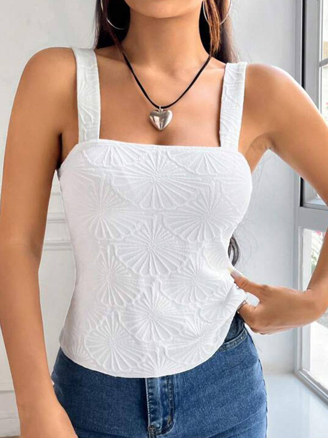 Dame Tekstureret Kvadrat-Udskæring Crop Top Stilla