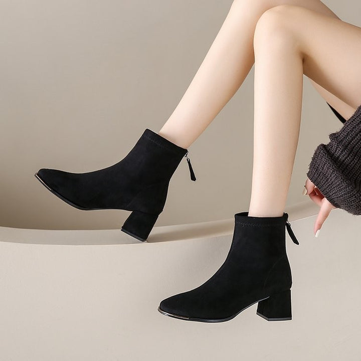 Dame Chunky Heel Spidse Tå Ankel Støvler Stilla