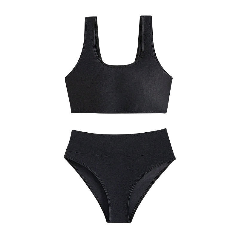 Dame bikini-sæt med sporty design og høj talje Stilla