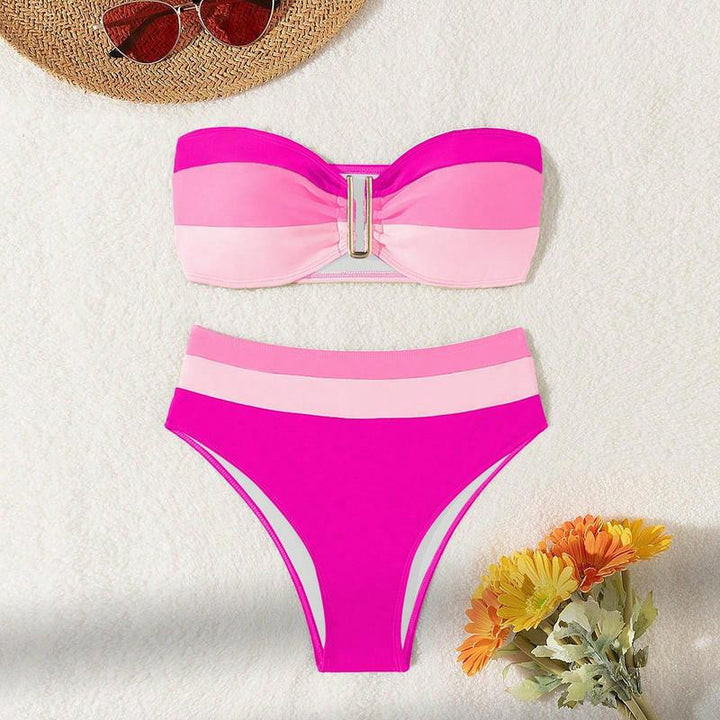 Dame Bandeau-bikini med høj skæring og mode accenter Stilla