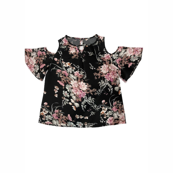 Damer floral bluse med halvlange ærmer Stilla