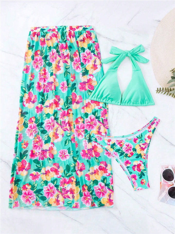 Dame Bikini-sæt med floral wikkelwrap og flettet top Stilla