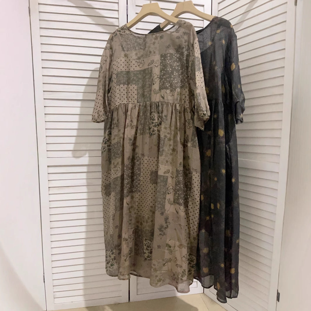 Femme Patchwork Floral Maxi Kjole Stilla