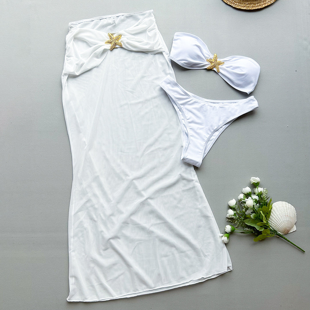 Dame Bandeau-top med elegant indsvøbt nederdel Stilla