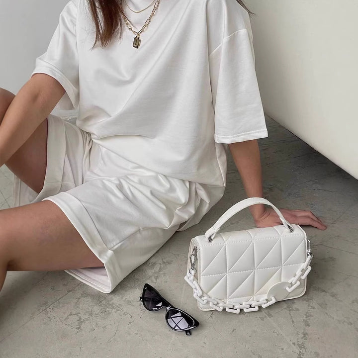 Kvinders casual lounge sæt med oversized T-shirt og shorts Skovae
