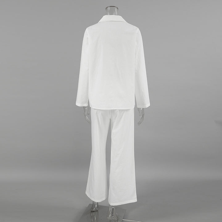 Dame afslappet cropped pyjamasæt med knapdetaljer og elastisk linning Stilla