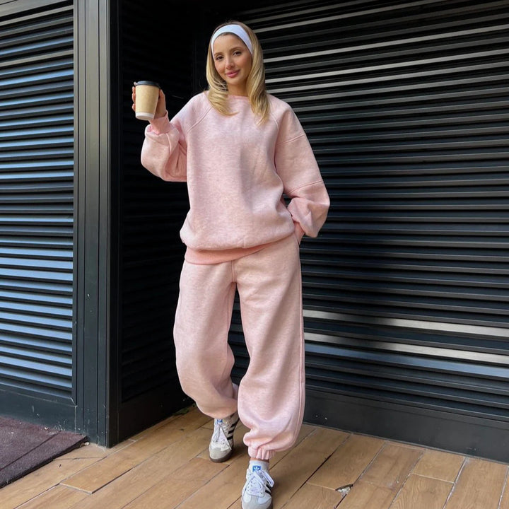 Kvinders afslappede sweatshirt og bredskåne joggerbukser sæt Skovae