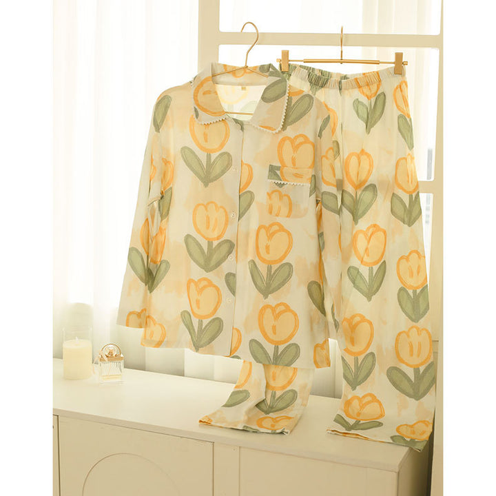 Dame Pyjama-sæt med blomster mønster og komfortabel pasform Stilla