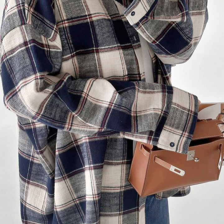 Femme Cozy Flannel Button-Up Skjorte Stilla