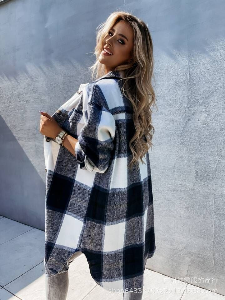 Dame Oversized Flannel Skjortejakke Stilla