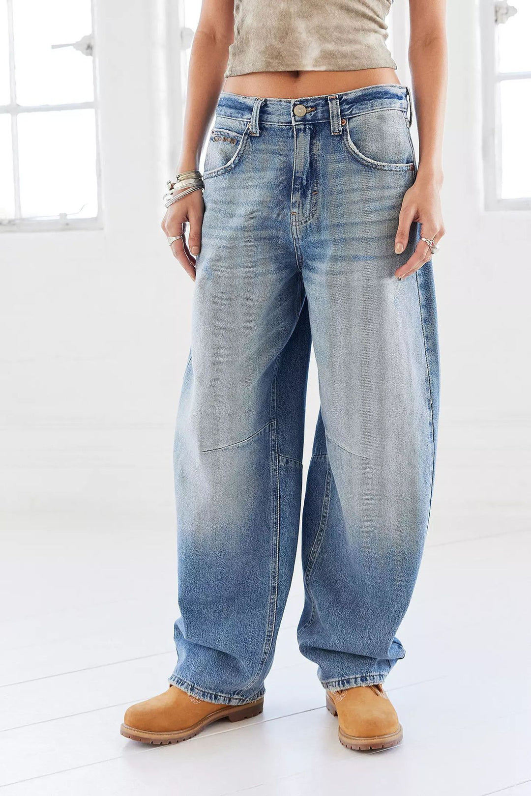 Dame Baggy-Jeans i Vintage-stil Stilla