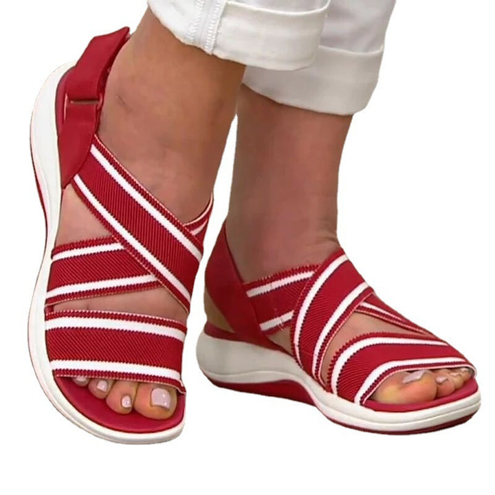 Dame Komfortable Tå-deler Sandaler med dekorative Stropper og ergonomisk Sål Stilla