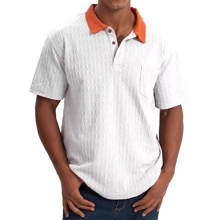 Herre polo T-shirt med struktureret mønster og kontrasterende krave Stilla