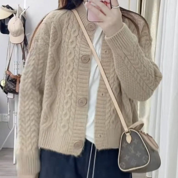 Dame Cozy Cardigan med Kabelmønster Stilla 1772285547