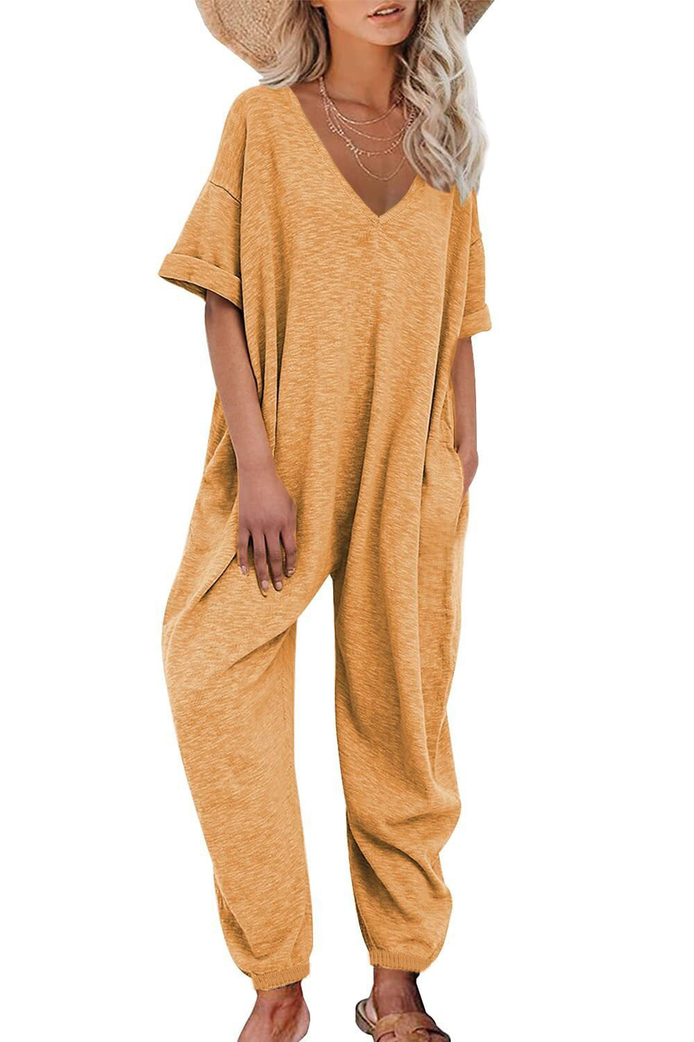 Dame leger Jumpsuit med brede ben og dyb V-udskæring Stilla