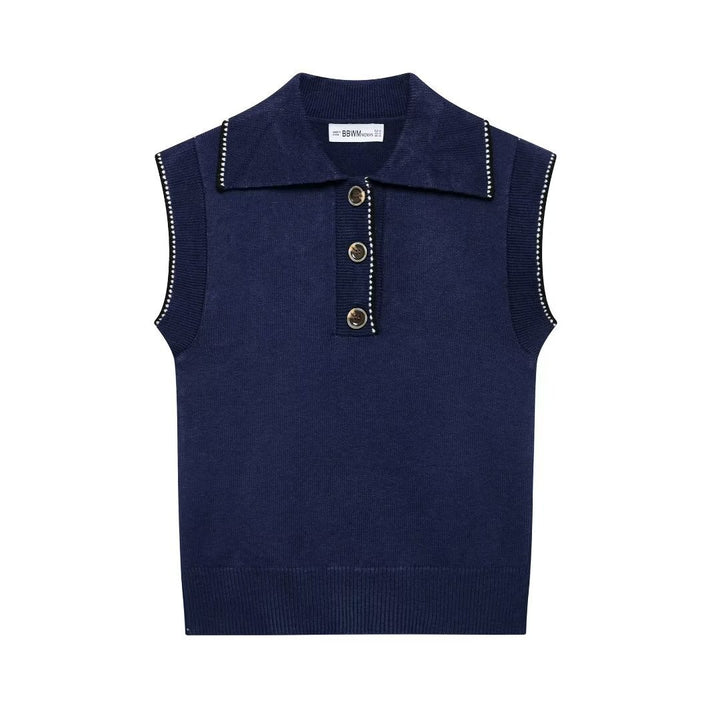 Femme Sleek ærmeløst strik-polo-sweater Stilla