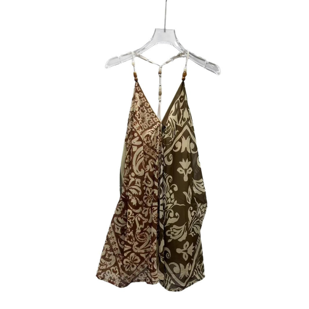 Dame Chiffon Top med floral design og justerbare stropper Stilla