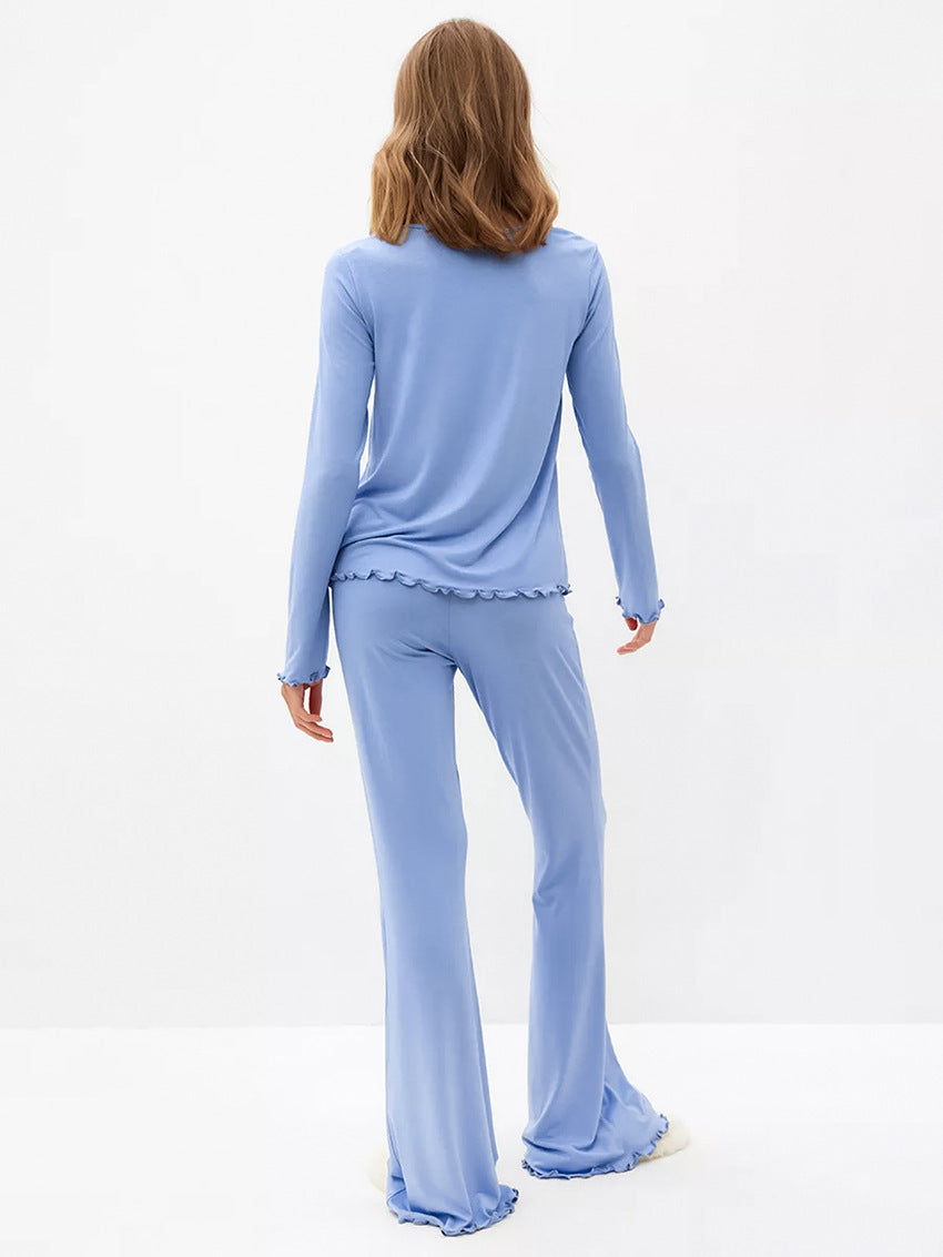 Dame Elegant pyjamas sæt med lange ærmer og flydende bukser Stilla