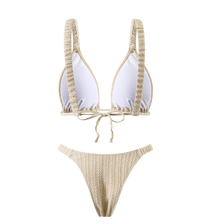 Dame Triangel-Bikini med elegant ruffles design og justerbart bindebælte Stilla