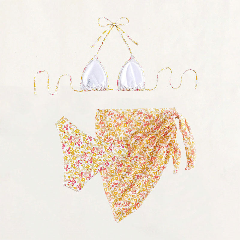 Dame Triangel-Bikini-sæt med blomsterwrap Skovae