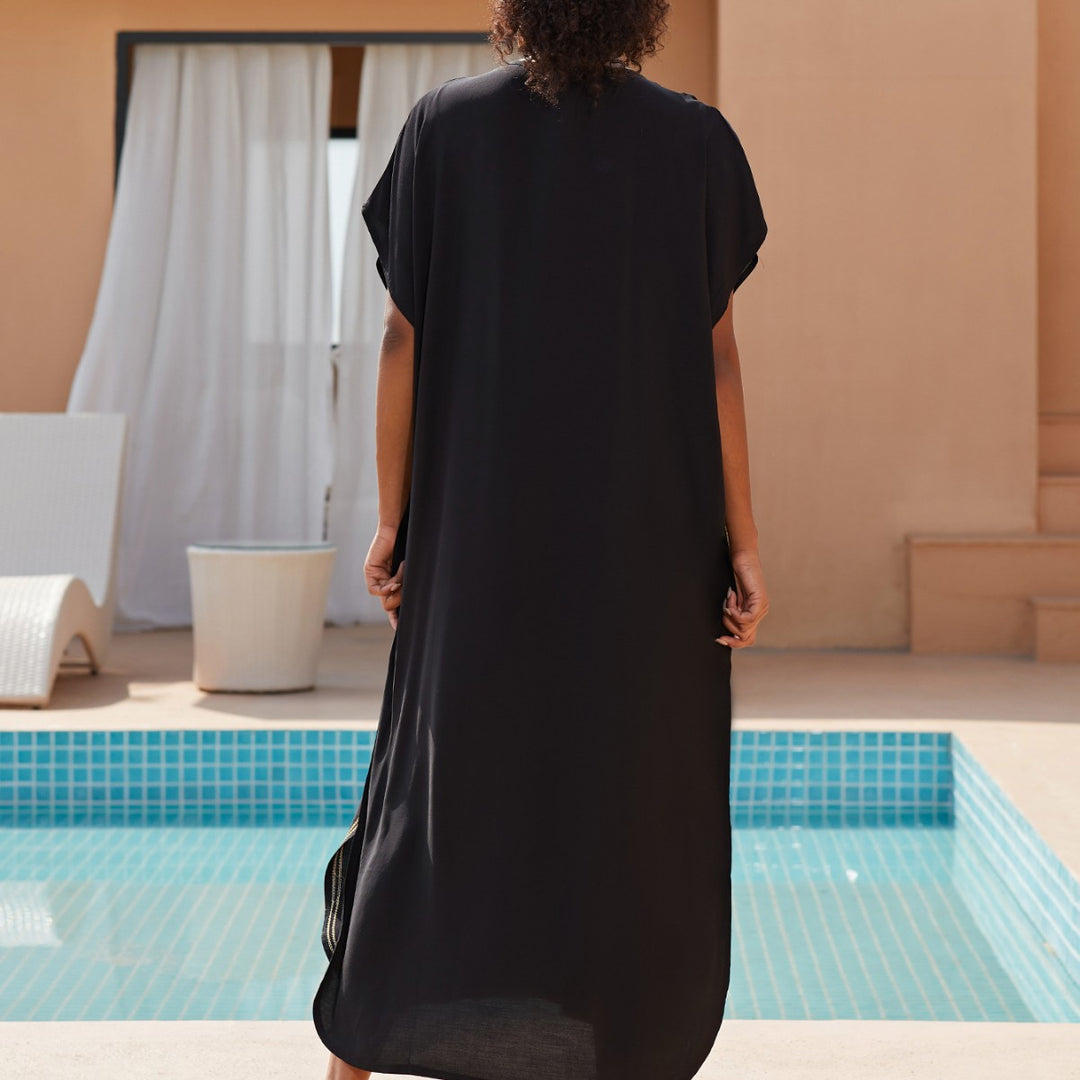 Dame Kaftan-kjole med elegant hækle mønster Stilla