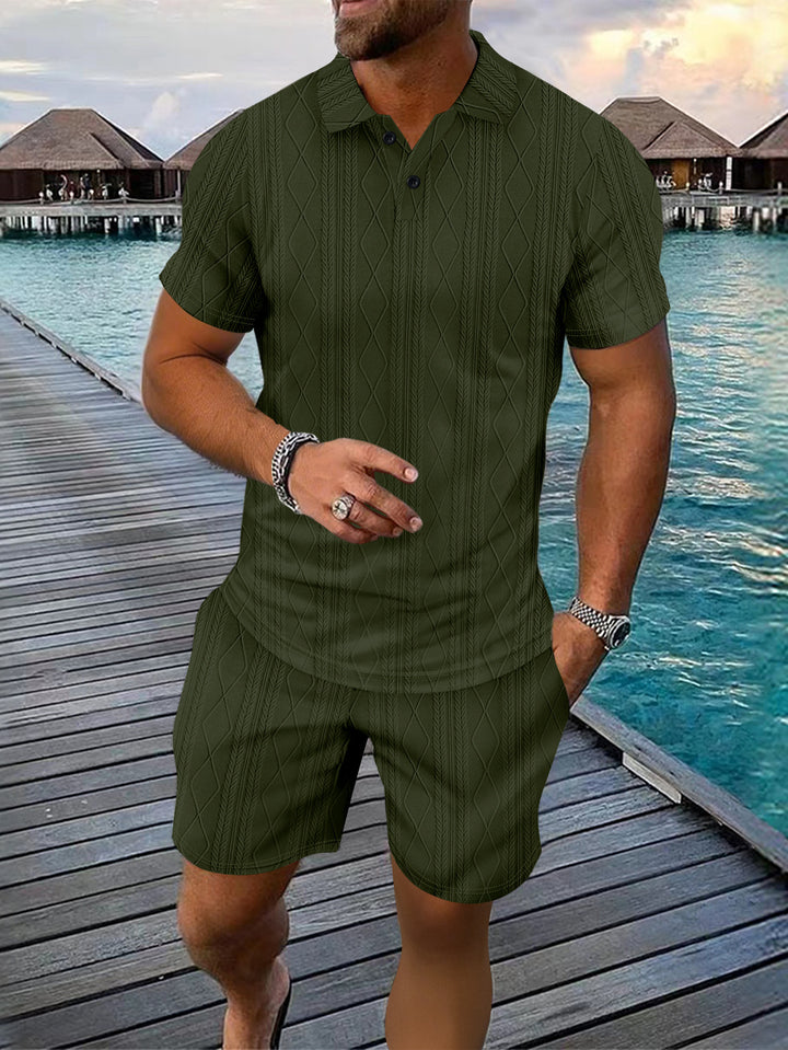 Herre Poloshirt med struktureret design og kort shorts Stilla