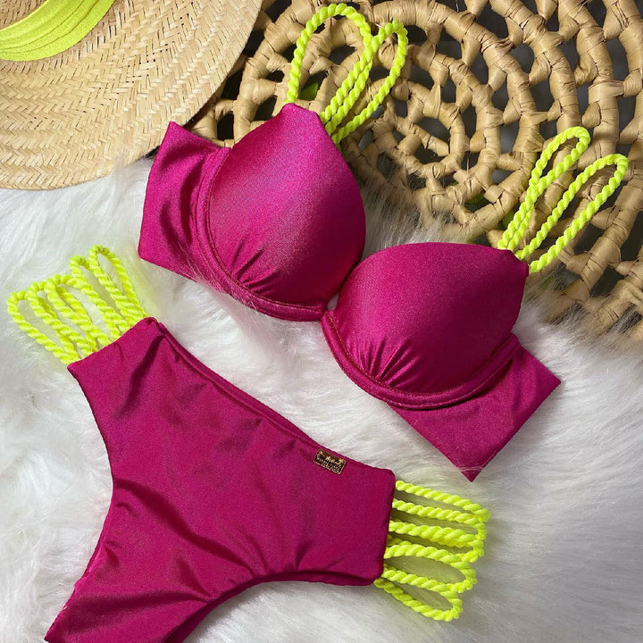 Dame bikini-sæt med innovative stropper og høj talje Stilla