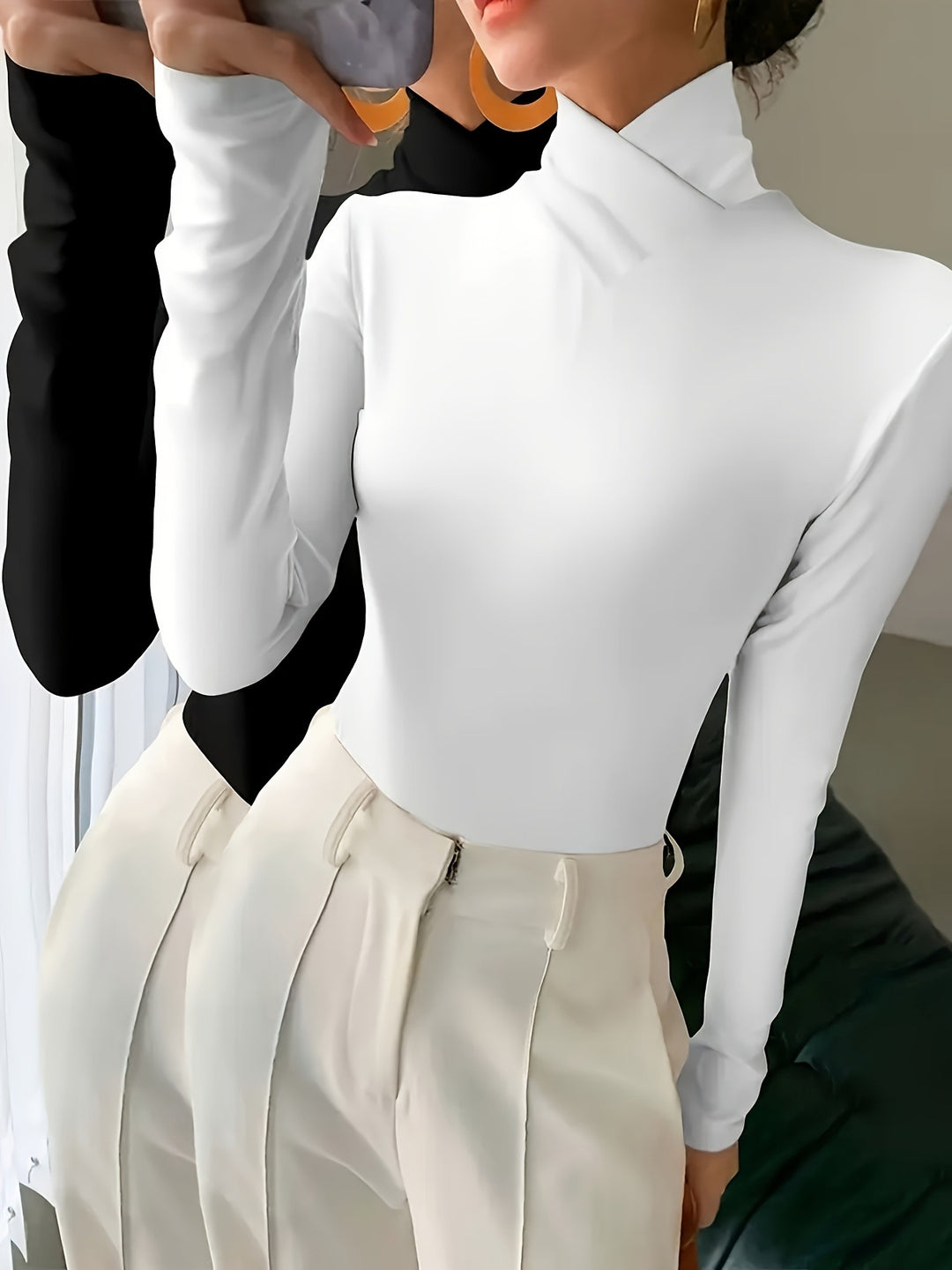 Femme Højkrave Langærmet Bodysuit Stilla