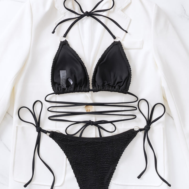 Dame Triangel-Bikini med legende snøre design og elastiske bånd Stilla