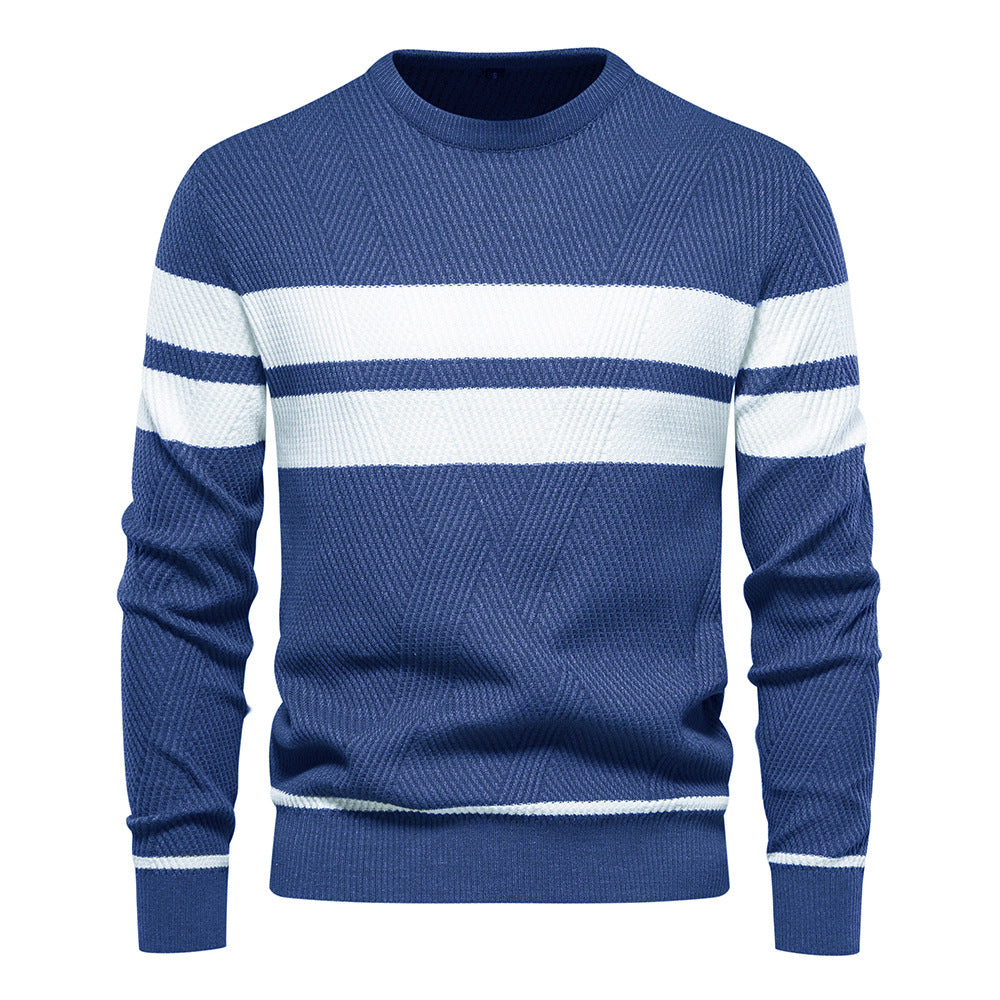 Herrer strikkepullover med moderne vaffelmønster og elegante striber Stilla