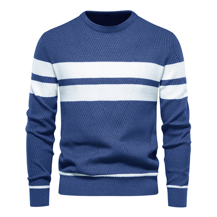 Herrer strikkepullover med moderne vaffelmønster og elegante striber Stilla