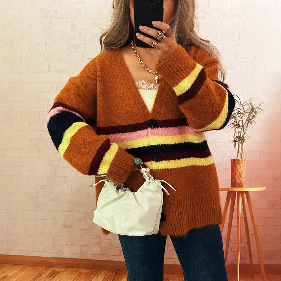 Kvinder hyggelig cardigan med elegante striber Stilla