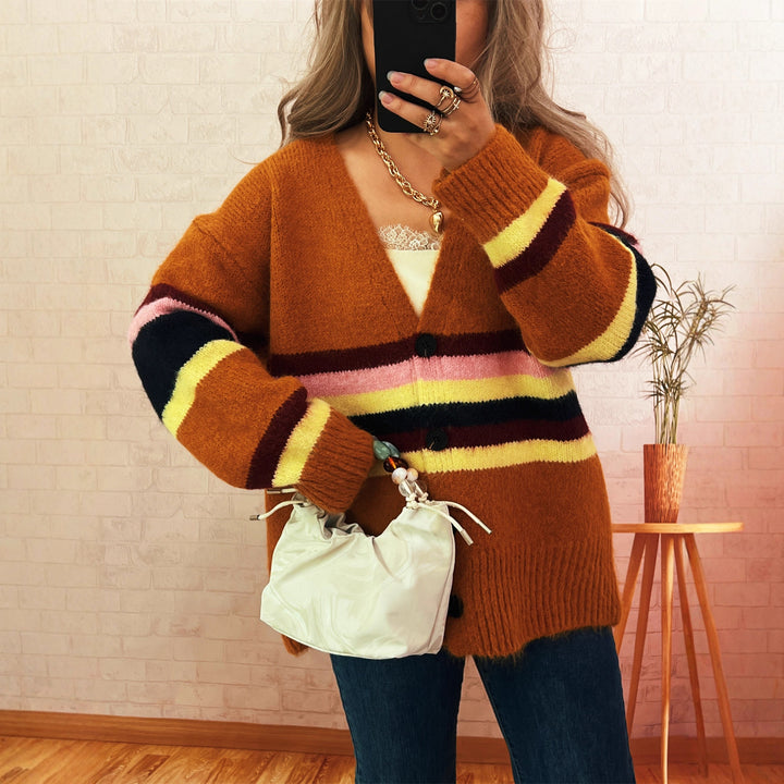 Kvinder hyggelig cardigan med elegante striber Stilla