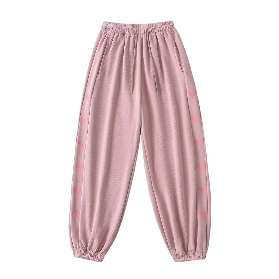 Dame Casual Joggingbukser med dekorative sløjfedetaljer og komfortabel pasform Stilla