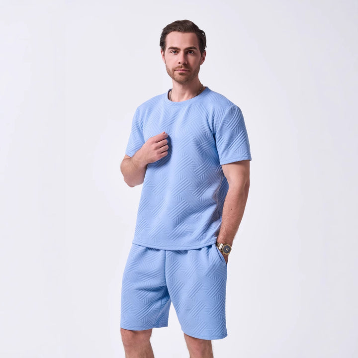Herrer sportsligt fritid T-shirt og shorts sæt med struktureret overflade Stilla