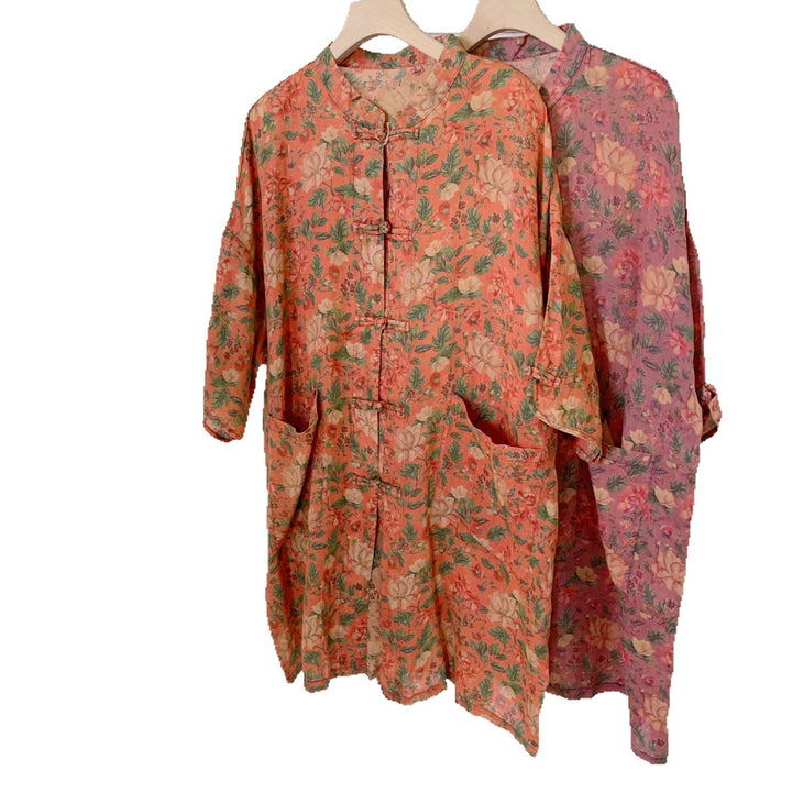 Femme Floral Print Let Kimono Kjole Stilla