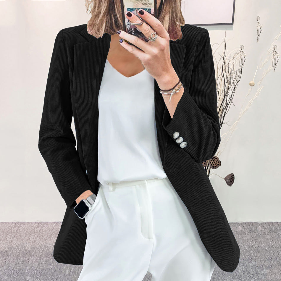 Damer fashionable stribet blazer med slim fit Stilla