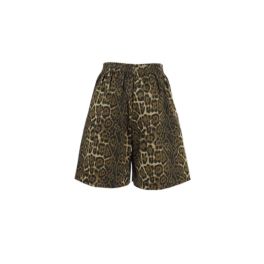 Dame afslappede shorts med animalistisk print og elastisk talje Stilla