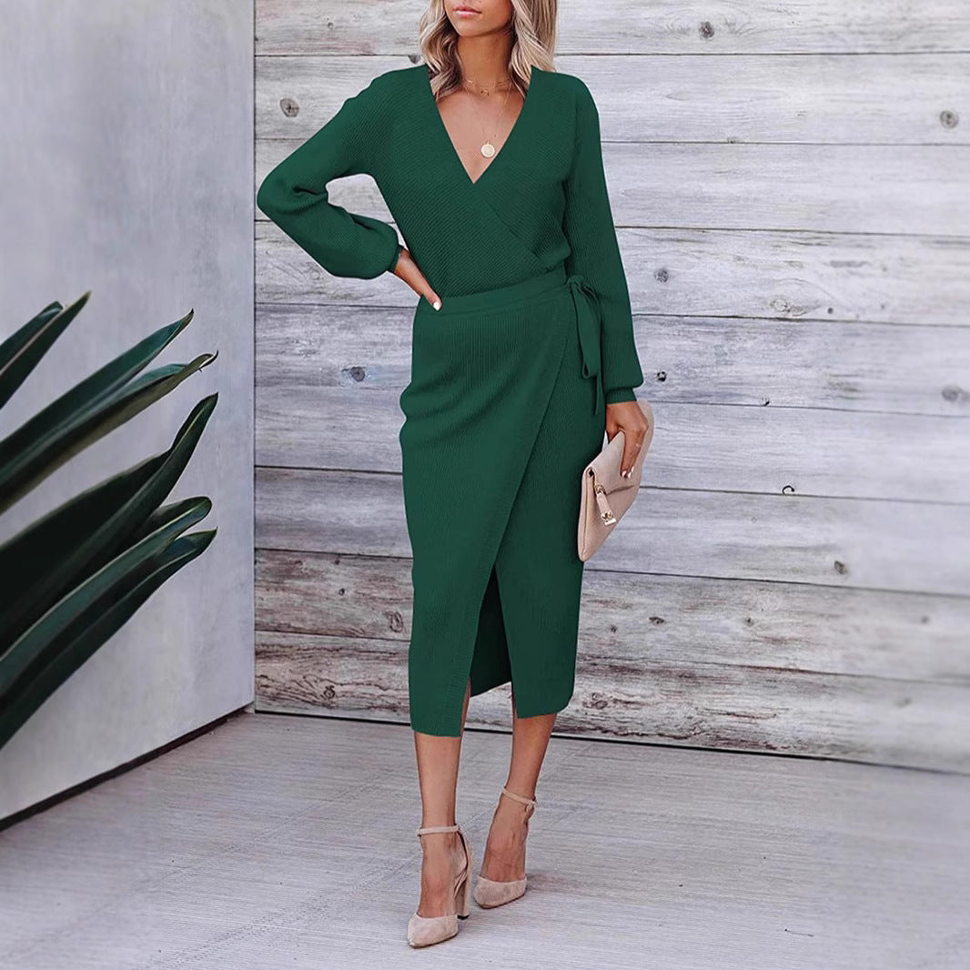 Dame wrap kjole med elegant ribstruktur og moderne detaljer Stilla