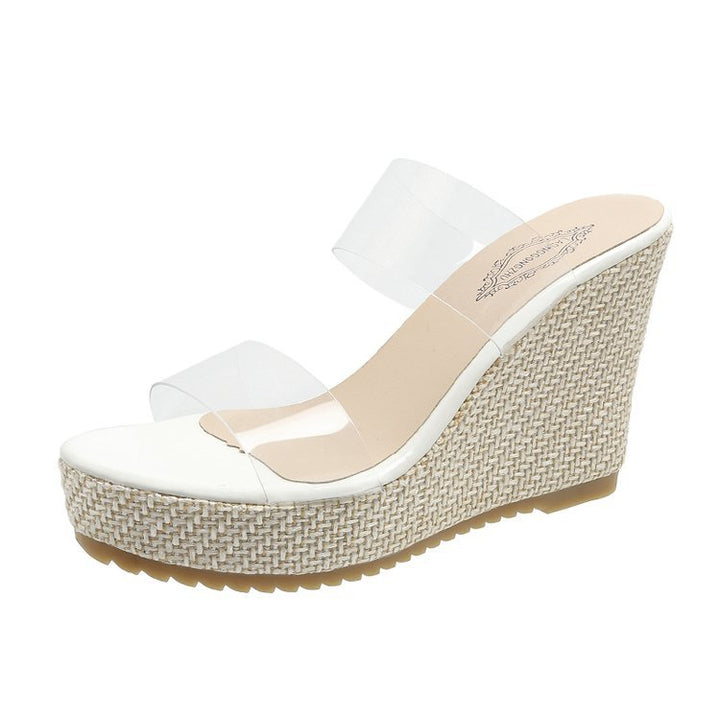 Dame Wedge-sandaler med transparente remme og slidstærk jutesål Stilla