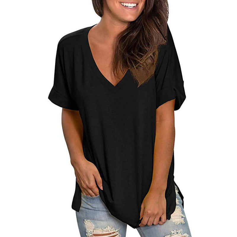 Dame Casual V-hals Løs Top Stilla