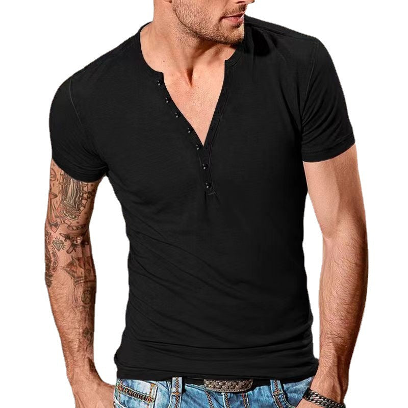 Herrer Fritid Kortærmet Henley T-Shirt Stilla 1752037952